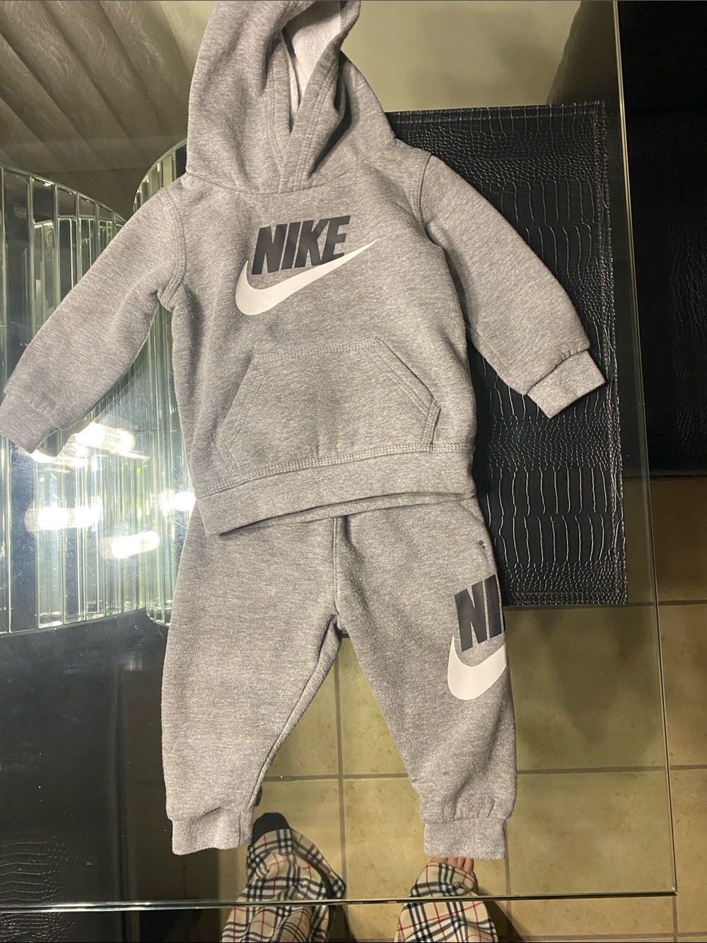 Nike Kids' Grey Logo Hoodie & Jogger Set